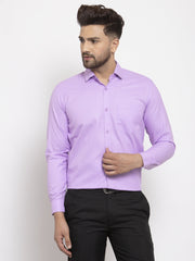 Indian Needle Purple Men's Cotton Geometric Formal Shirts