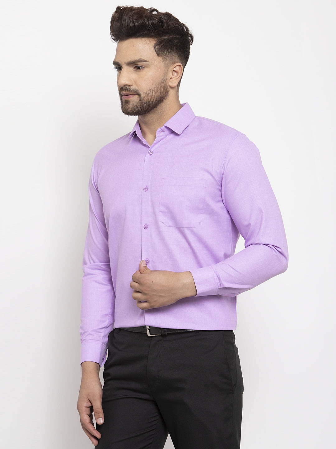 Purple Geometric Cotton Formal Shirts | Indian Needle Mens Shirt