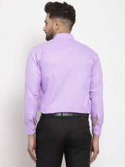 Indian Needle Purple Men's Cotton Geometric Formal Shirts