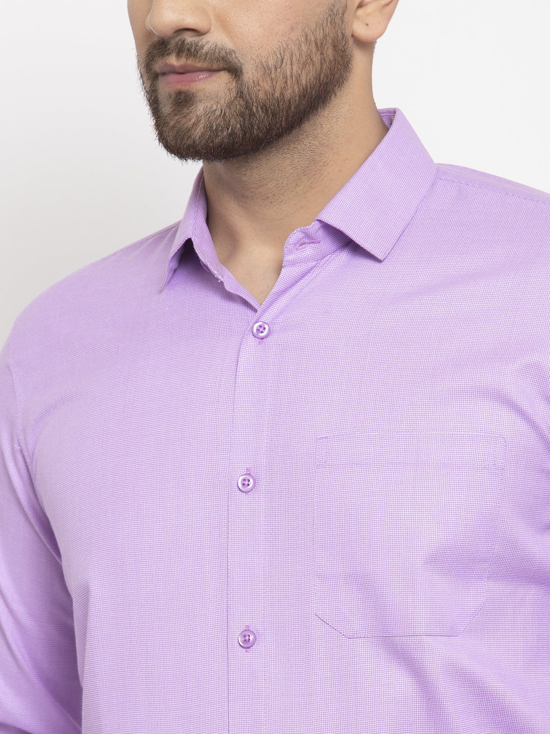 Purple Geometric Cotton Formal Shirts | Indian Needle Mens Shirt
