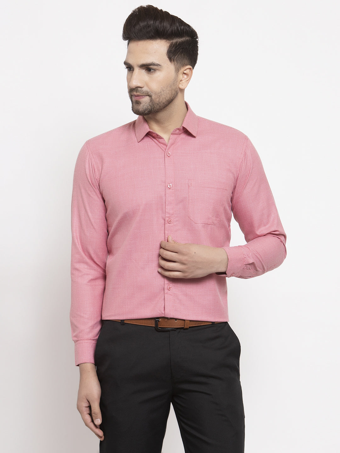 Red Geometric Cotton Formal Shirts | Indian Needle Mens Shirt