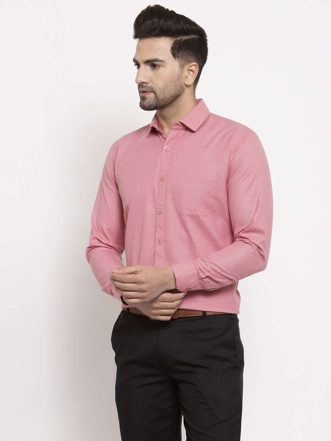 Red Geometric Cotton Formal Shirts | Indian Needle Mens Shirt