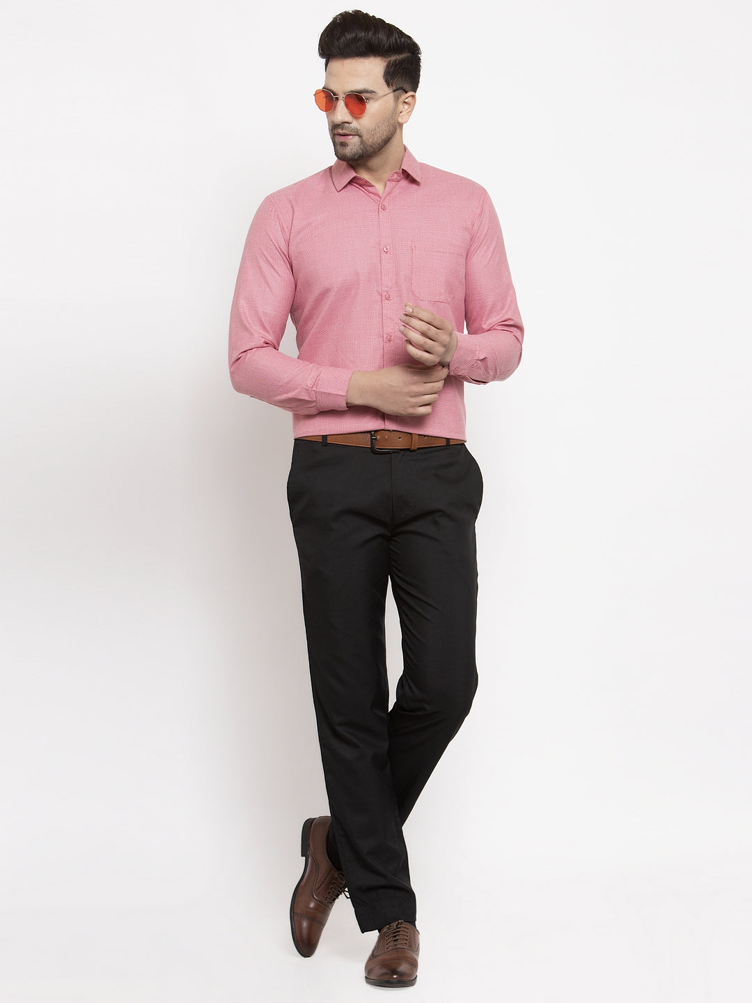 Red Geometric Cotton Formal Shirts | Indian Needle Mens Shirt