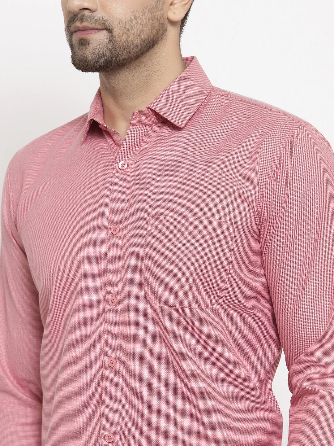 Red Geometric Cotton Formal Shirts | Indian Needle Mens Shirt