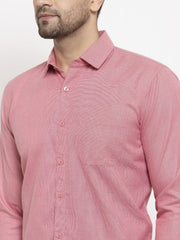 Indian Needle Red Men's Cotton Geometric Formal Shirts