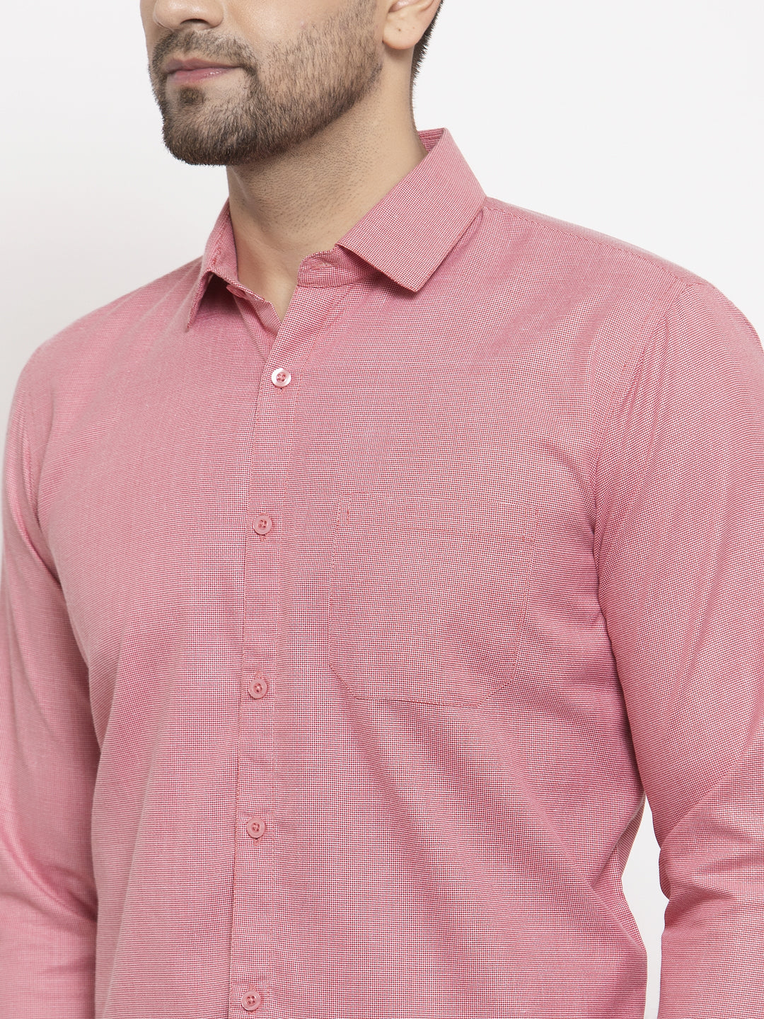Red Geometric Cotton Formal Shirts | Indian Needle Mens Shirt