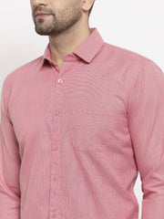Indian Needle Red Men's Cotton Geometric Formal Shirts