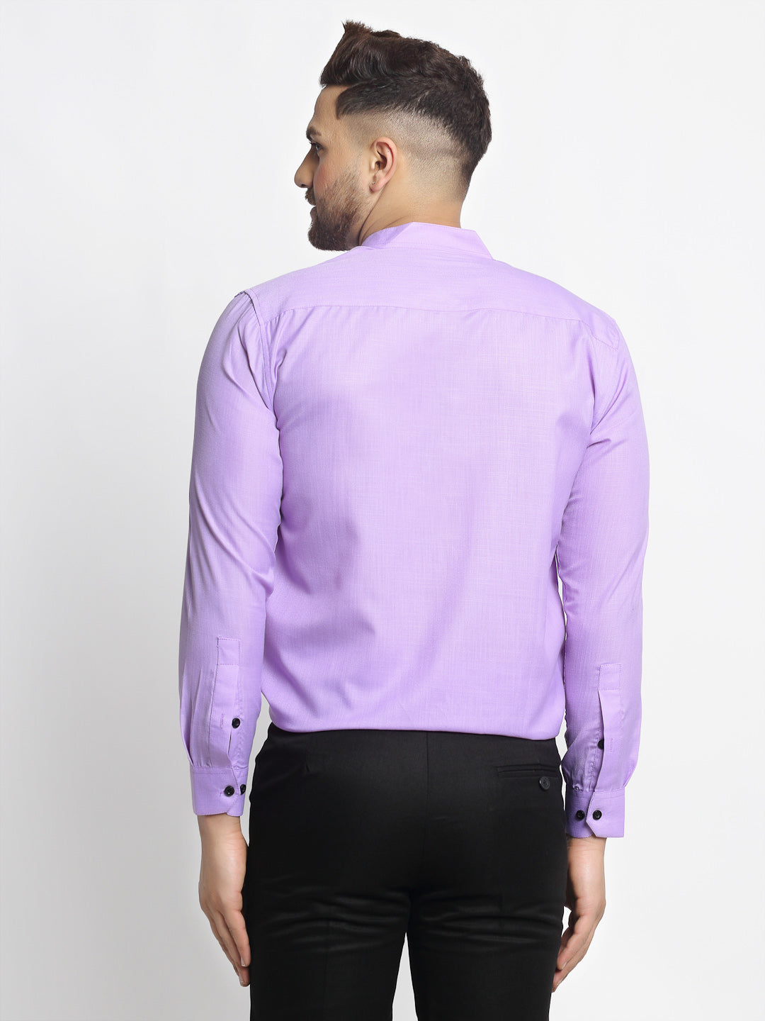 Purple Cotton Mandarin Collar Mens Shirt - Formal Shirts