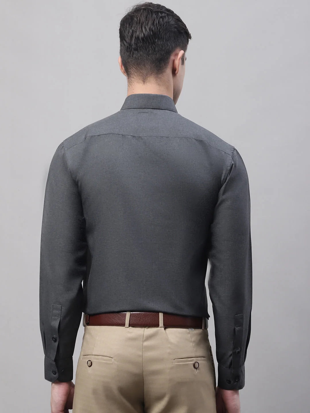 Men's Charcoal Cotton Formal Shirt - Solid Dress Shirt
