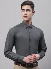 Men's Charcoal Cotton Solid Formal Shirt-SF-734
