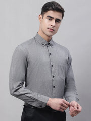 Men's Dark-Grey Cotton Solid Formal Shirt-SF-734