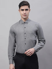Men's Dark-Grey Cotton Solid Formal Shirt-SF-734