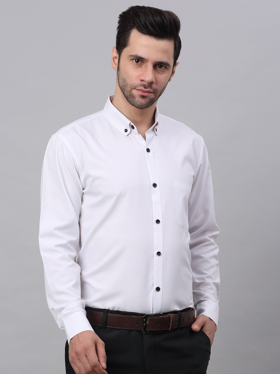 DesiQlo Men Solid Formal Shirt - White - SF_734White_S