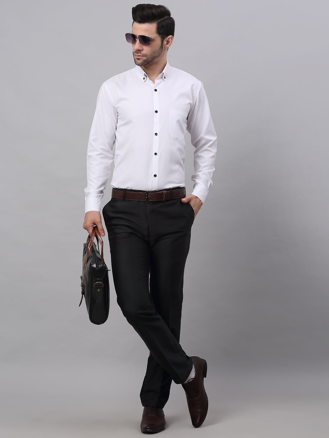 DesiQlo Men Solid Formal Shirt - White - SF_734White_S