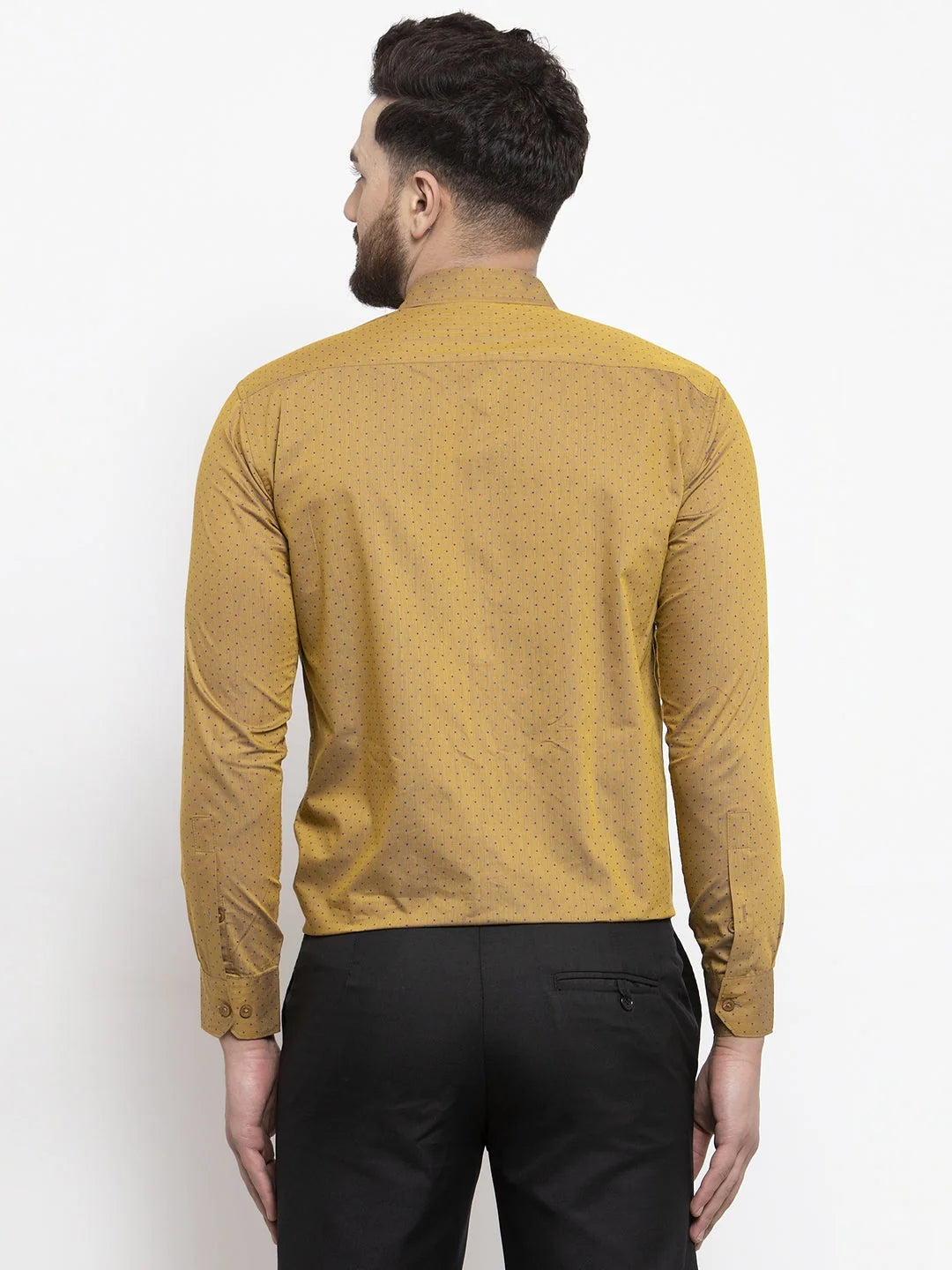 Yellow Polka Dot Formal Shirts | Cotton Mens Shirt Online