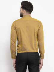 Indian Needle Yellow Men's Cotton Polka Dots Formal Shirts
