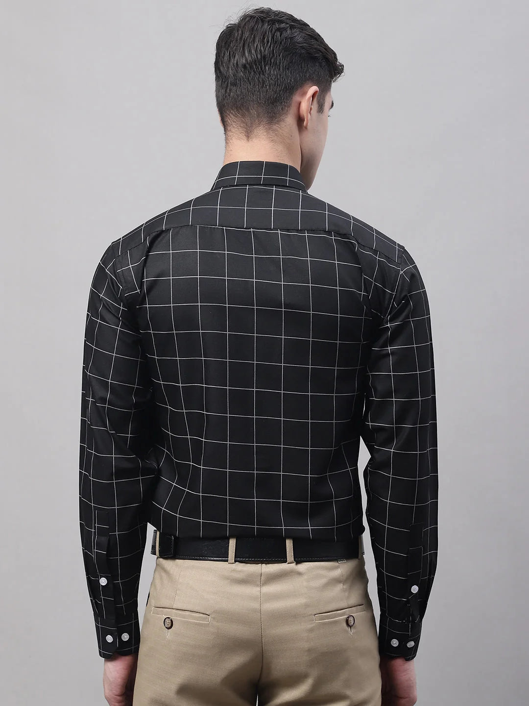Men's Black Cotton Checked Formal Shirt | Stylish Mens Shirt