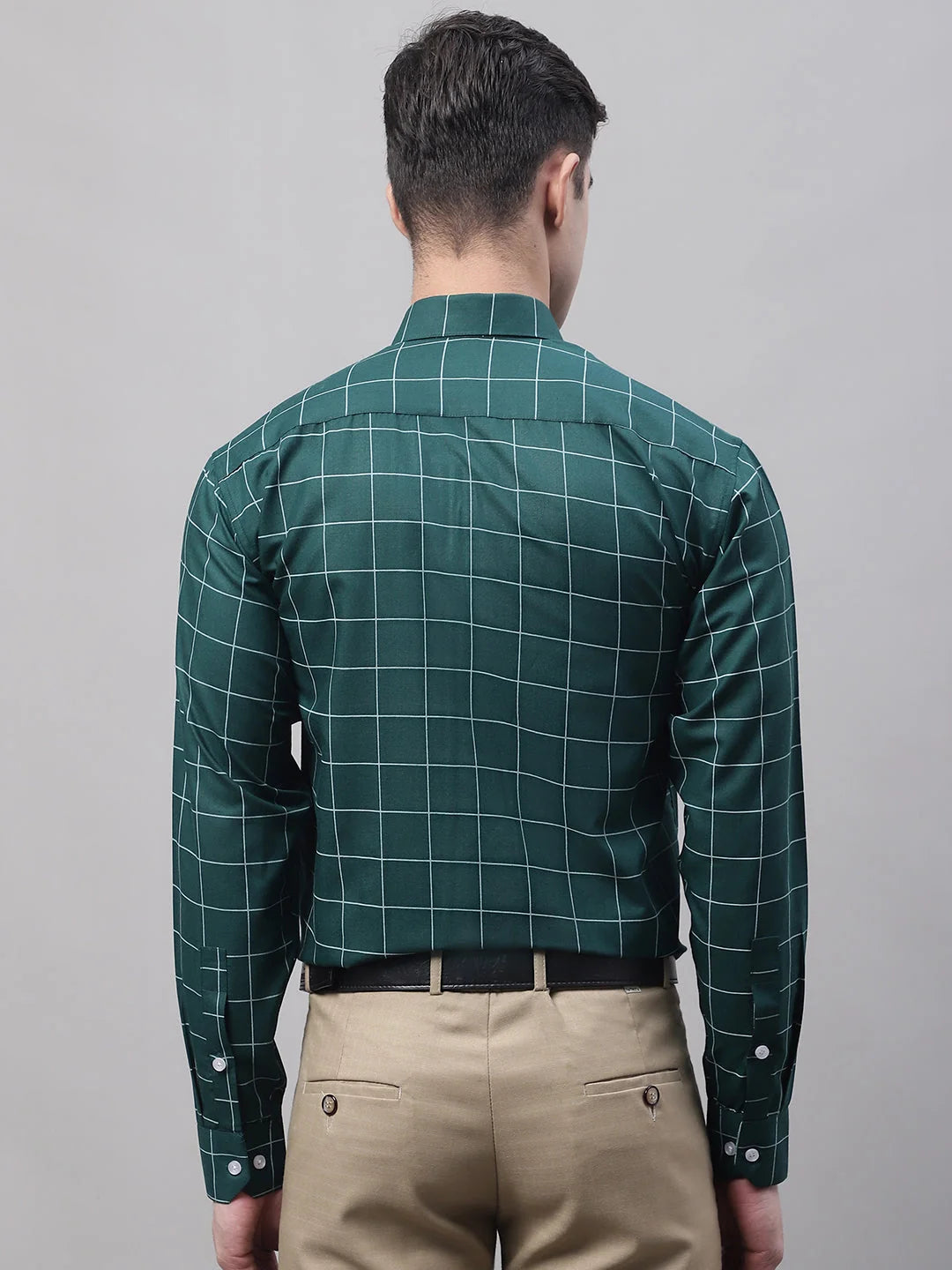 Men's Green Cotton Checked Formal Shirt - Stylish Cotton Shirt