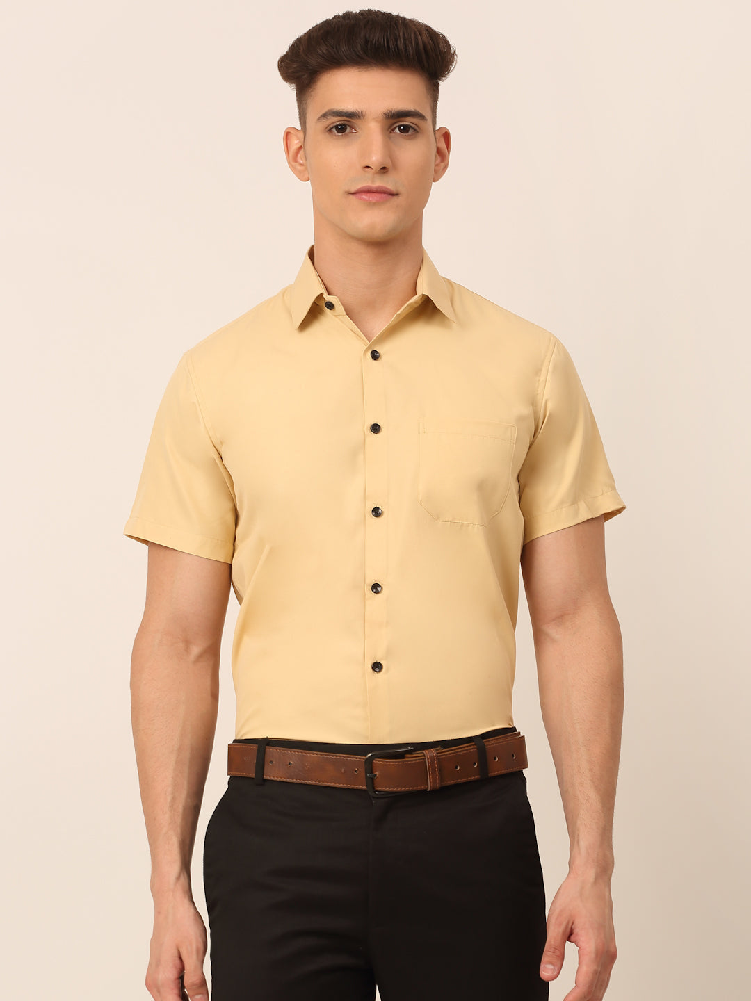 DesiQlo Men's Cotton Half Sleeves Solid Formal Shirts