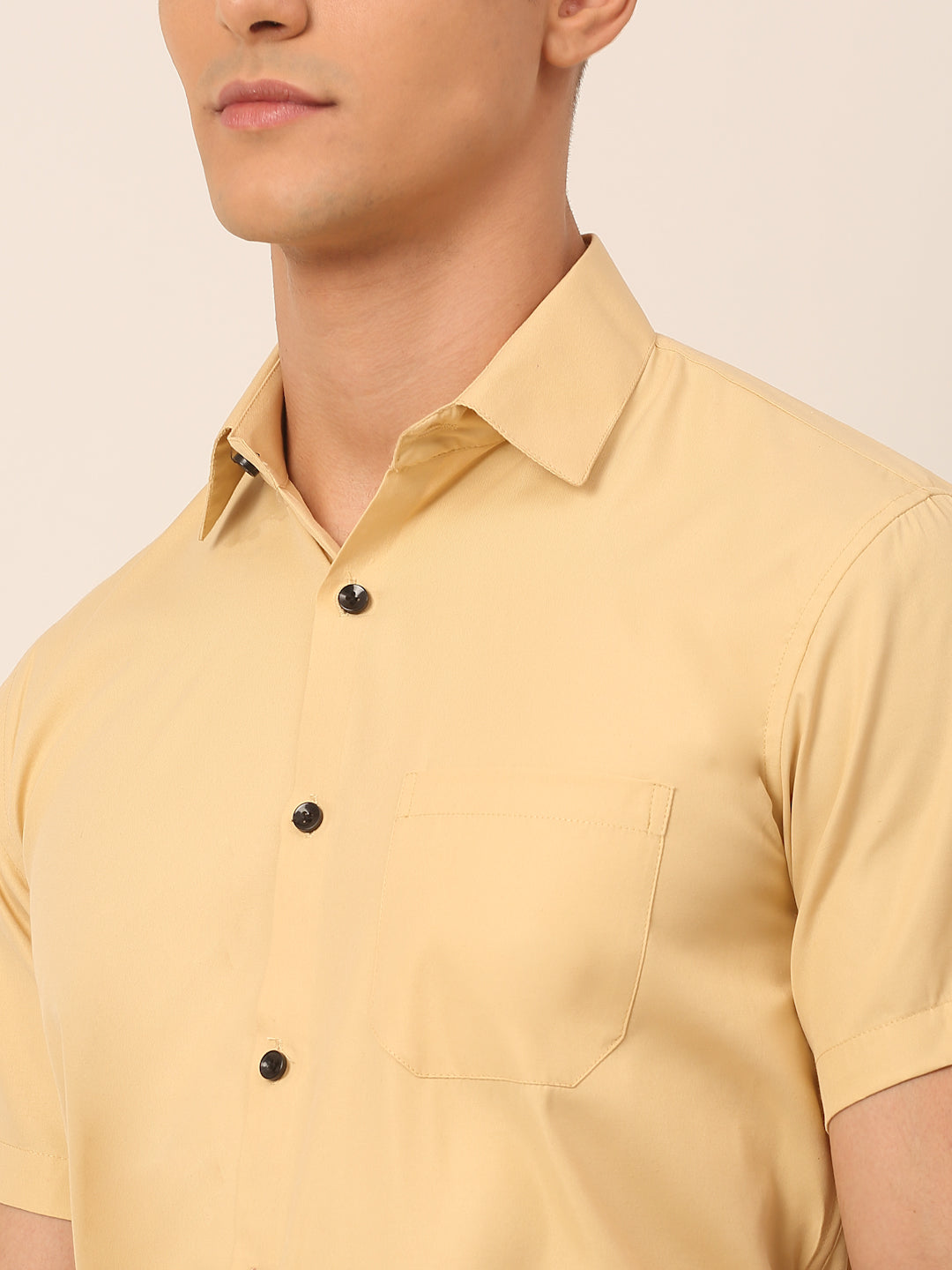 DesiQlo Men Solid Formal Shirt - Beige - SF_754Beige_S