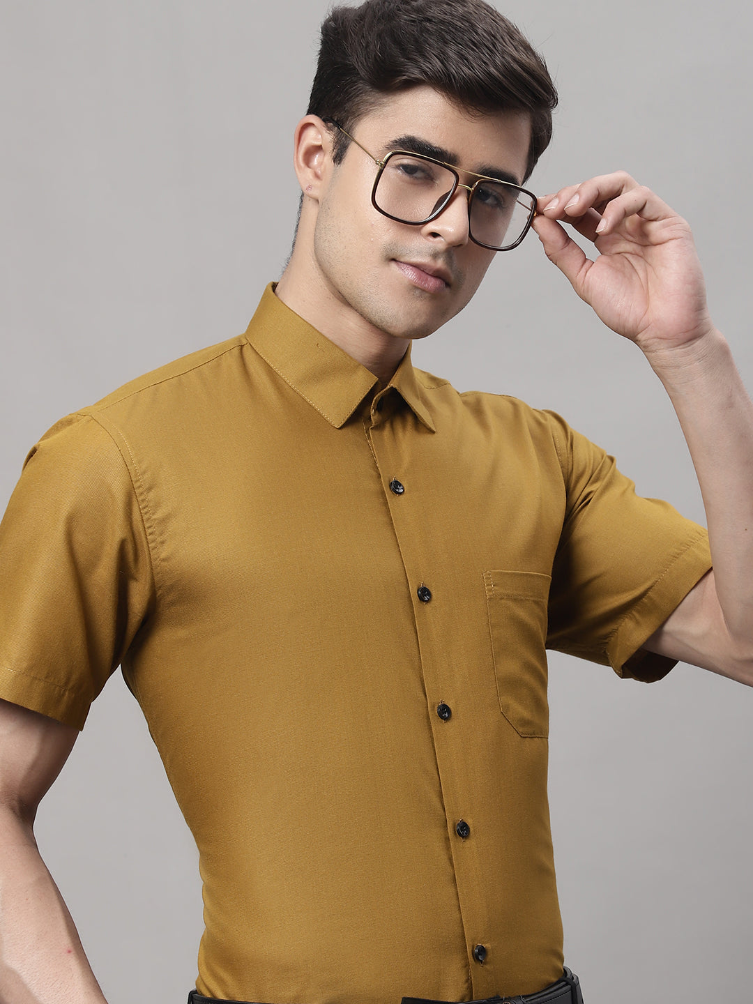 DesiQlo Men Solid Formal Shirt - Yellow