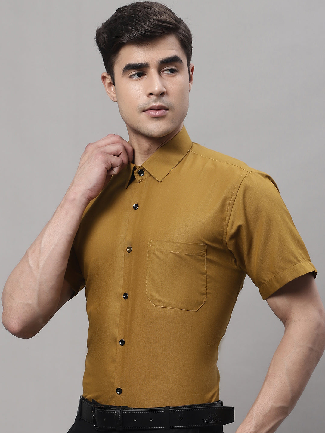 DesiQlo Men Solid Formal Shirt - Yellow