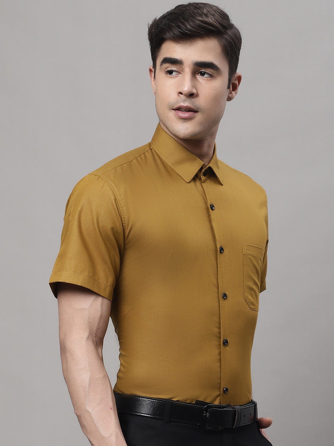 DesiQlo Men Solid Formal Shirt - Yellow