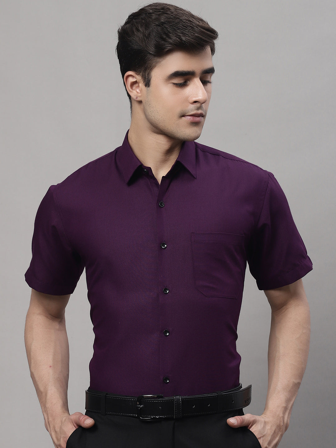 DesiQlo Men Solid Formal Shirt - Purple
