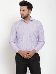 Indian Needle Purple Men's Cotton Striped Formal Shirt's