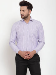 Indian Needle Purple Men's Cotton Striped Formal Shirt's