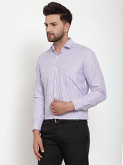 Indian Needle Purple Men's Cotton Striped Formal Shirt's