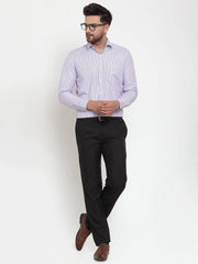 Indian Needle Purple Men's Cotton Striped Formal Shirt's