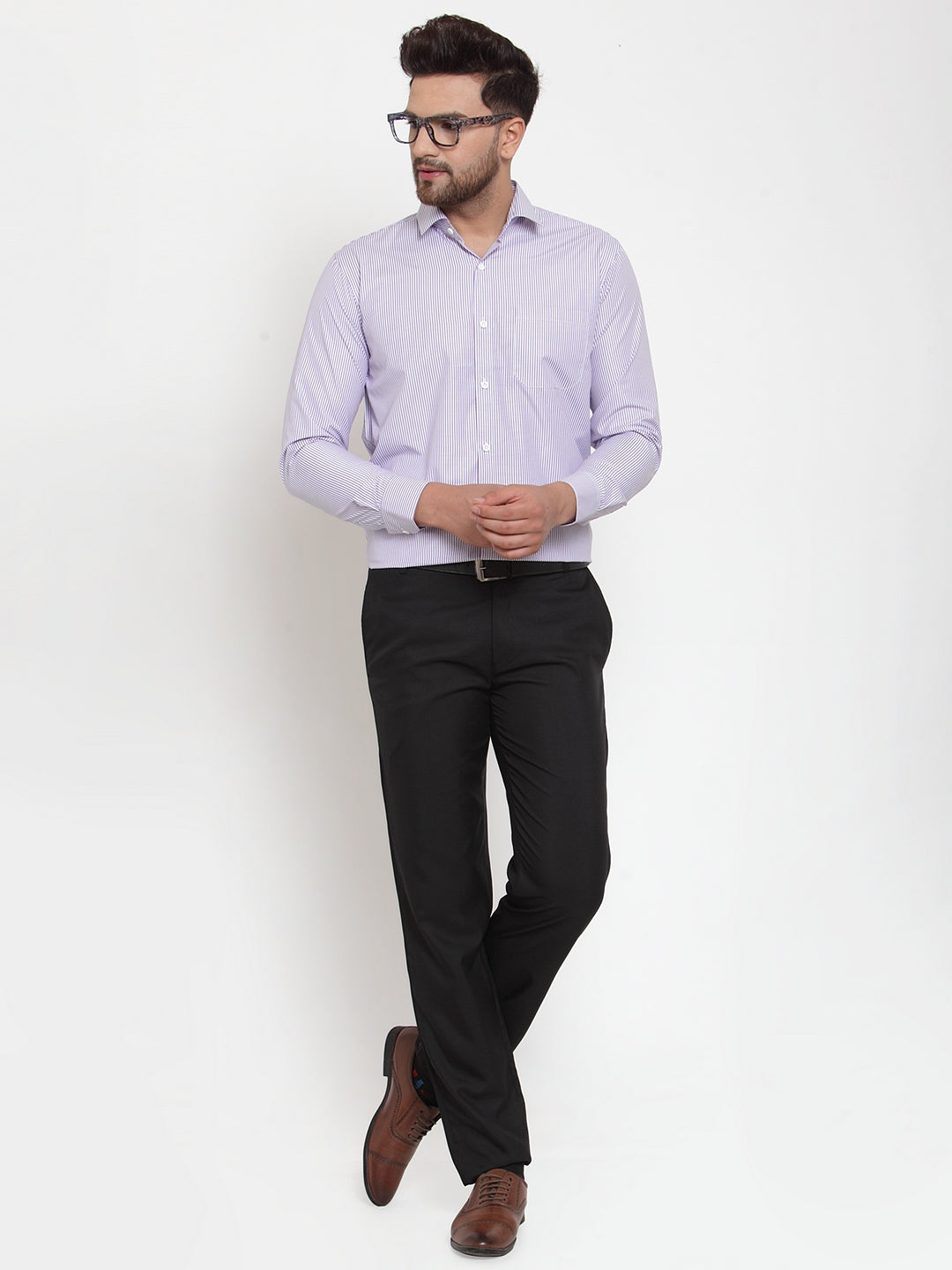 Purple Striped Cotton Formal Shirts - Stylish Mens Shirt Online