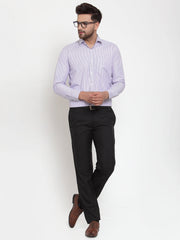 Indian Needle Purple Men's Cotton Striped Formal Shirt's