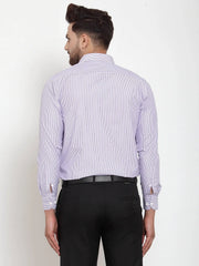 Indian Needle Purple Men's Cotton Striped Formal Shirt's