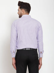 Indian Needle Purple Men's Cotton Striped Formal Shirt's