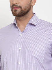Indian Needle Purple Men's Cotton Striped Formal Shirt's