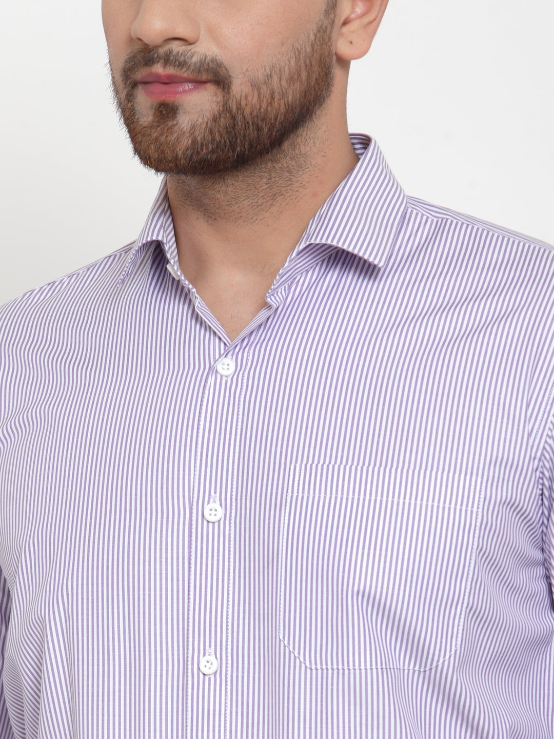 Purple Striped Cotton Formal Shirts - Stylish Mens Shirt Online