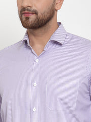 Indian Needle Purple Men's Cotton Striped Formal Shirt's