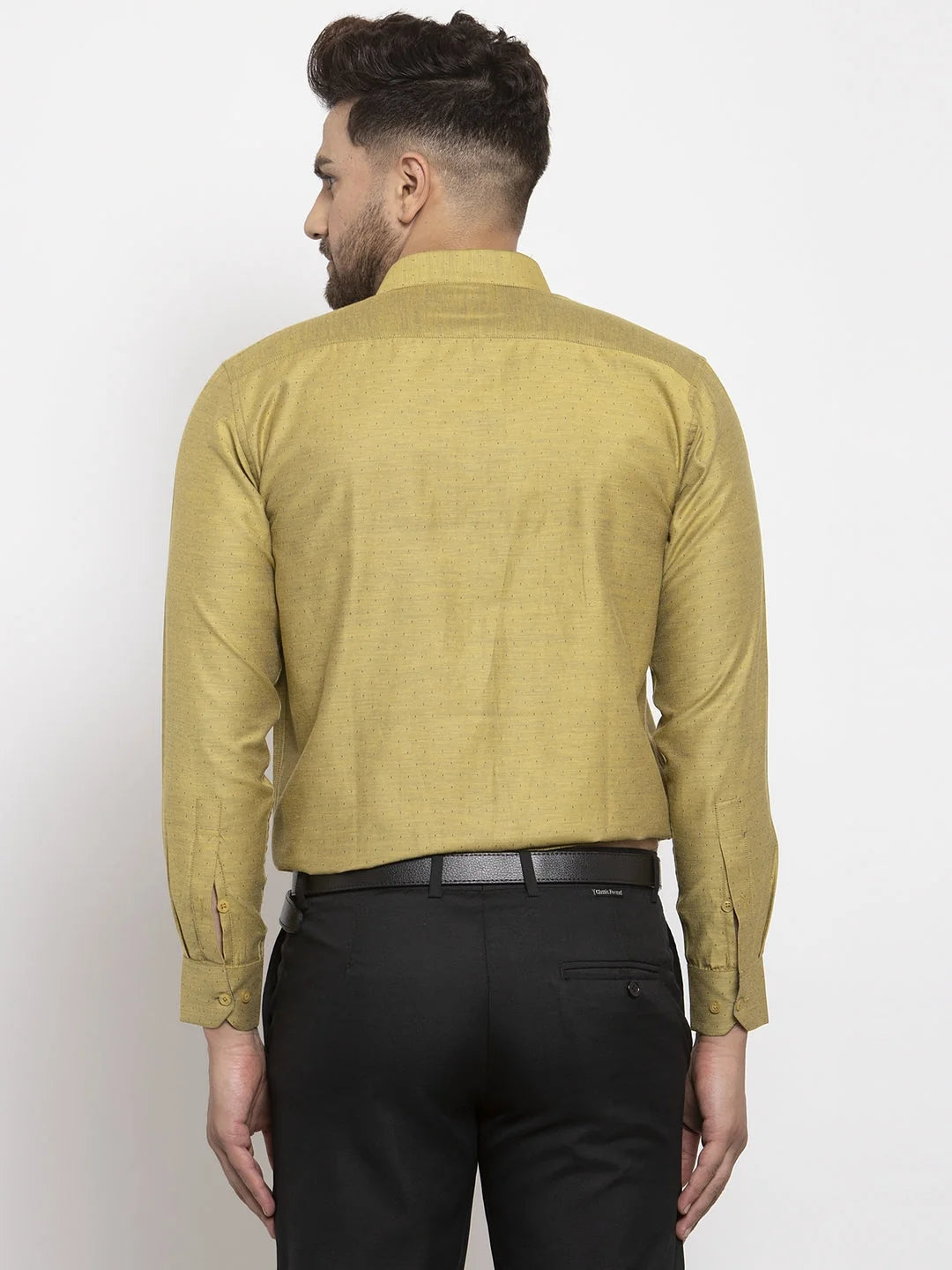 Olive Cotton Polka Dots Formal Shirts | Smart Mens Shirt