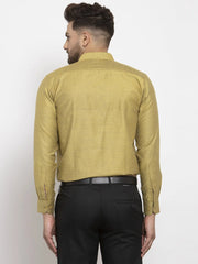 Indian Needle Olive Men's Cotton Polka Dots Formal Shirt's