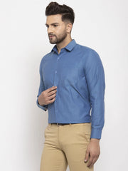 Indian Needle Teal Men's Cotton Polka Dots Formal Shirt's