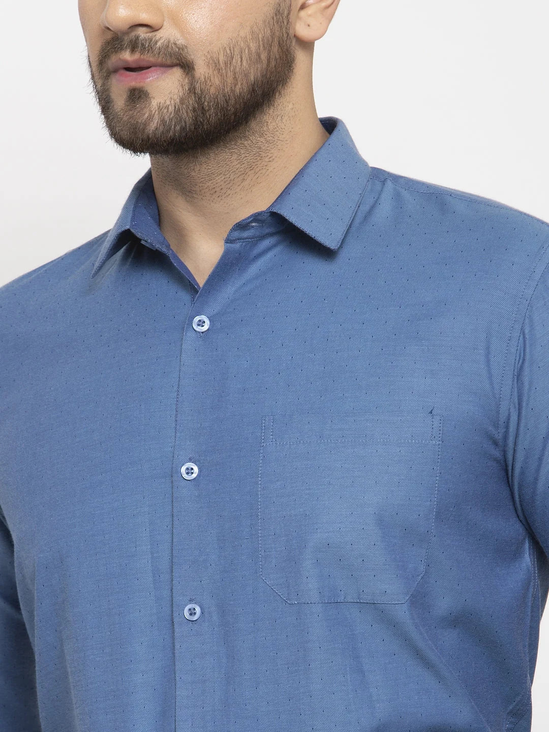 Teal Cotton Polka Dots Formal Shirts | Stylish Mens Shirt