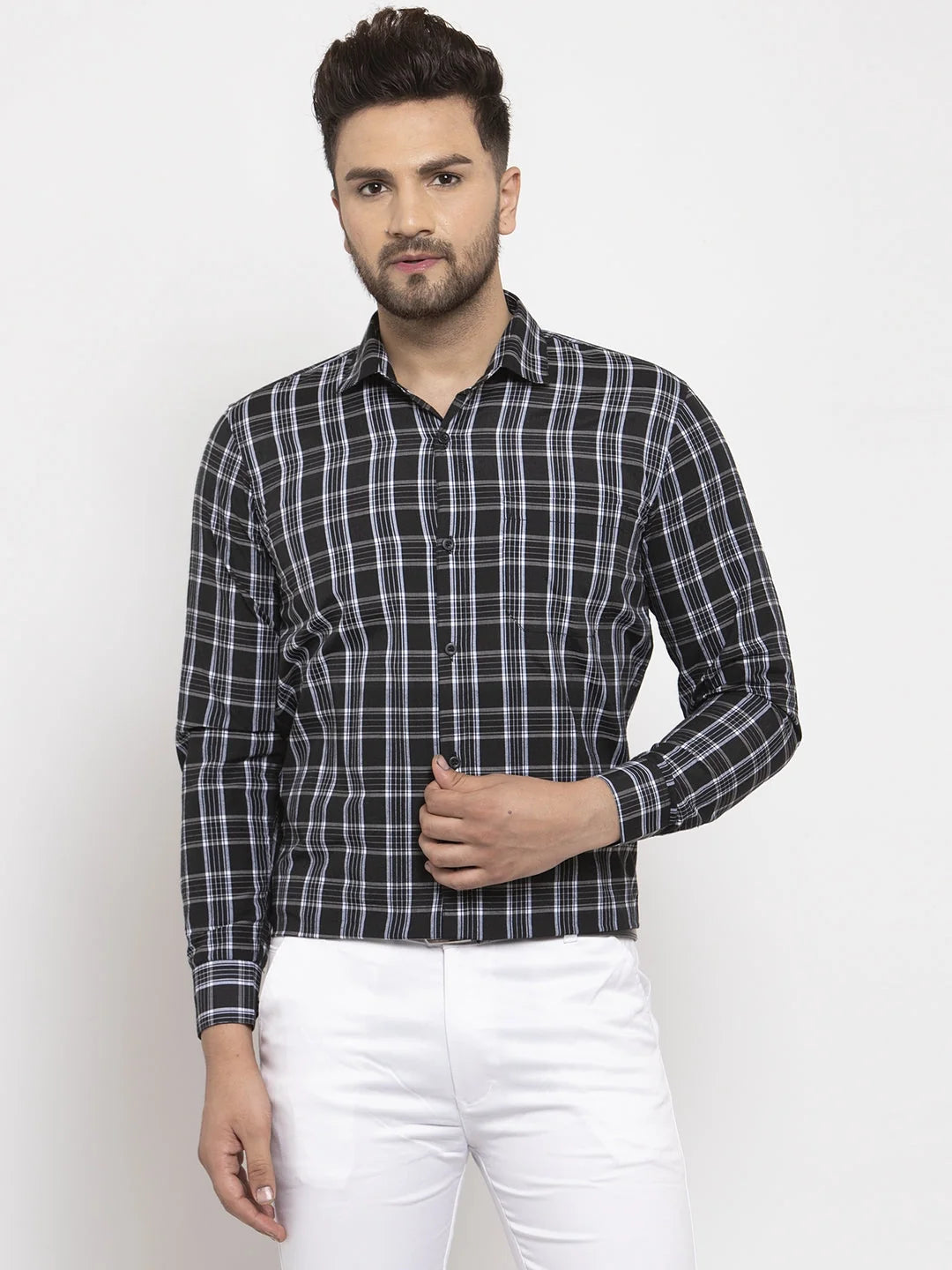 Black Cotton Checked Formal Shirts | Mens Shirt Collection