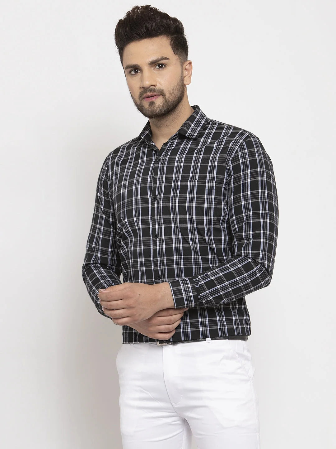 Black Cotton Checked Formal Shirts | Mens Shirt Collection