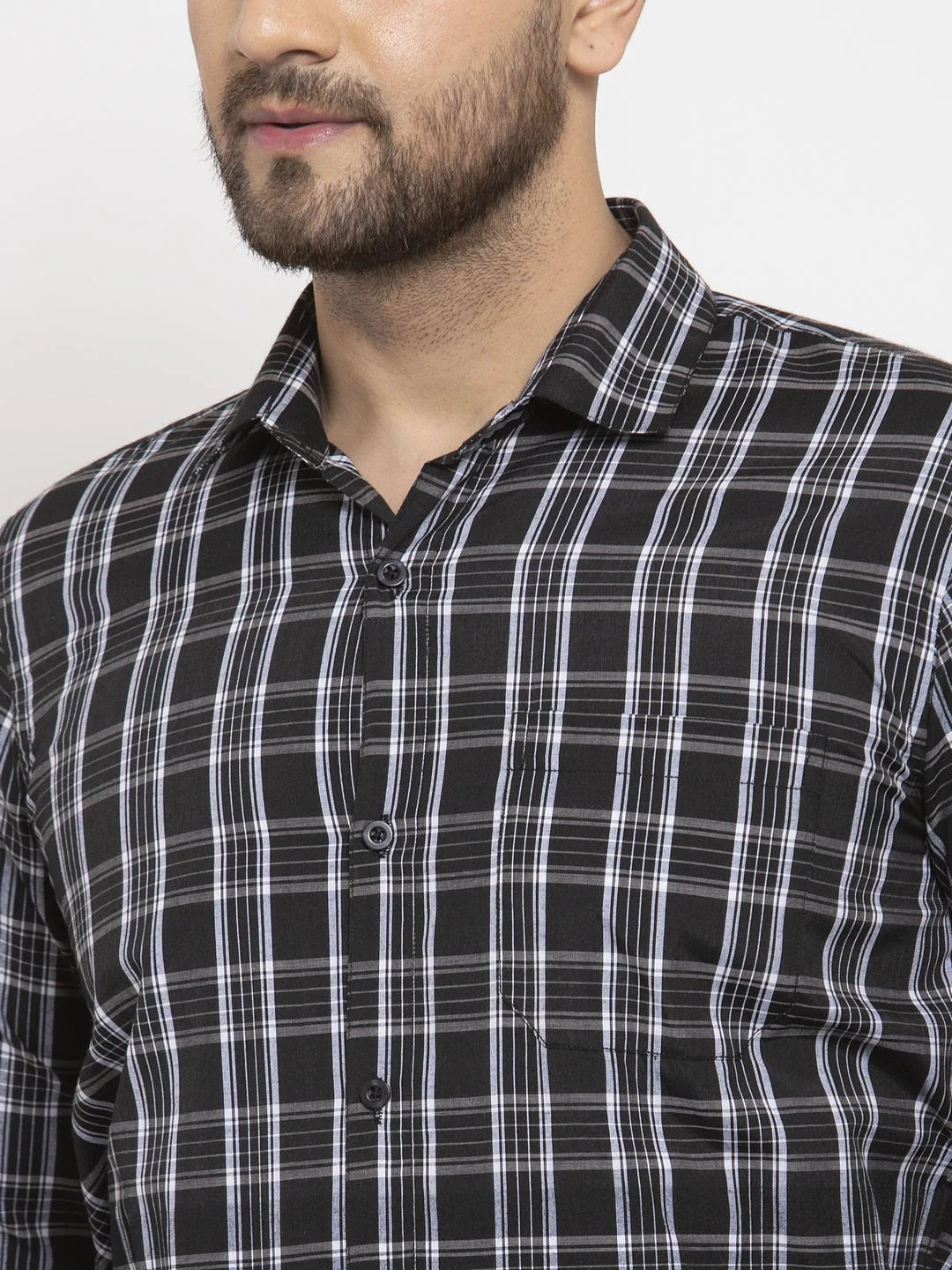 Black Cotton Checked Formal Shirts | Mens Shirt Collection