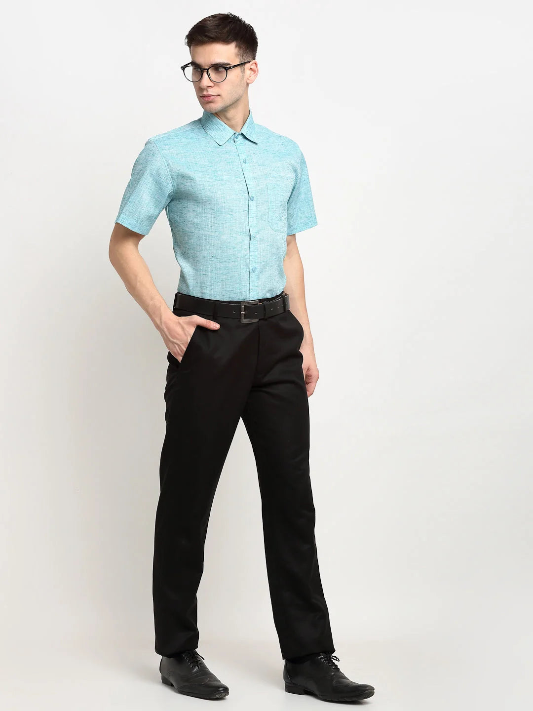 Green Solid Cotton Mens Shirt | Half Sleeve Formal Shirts