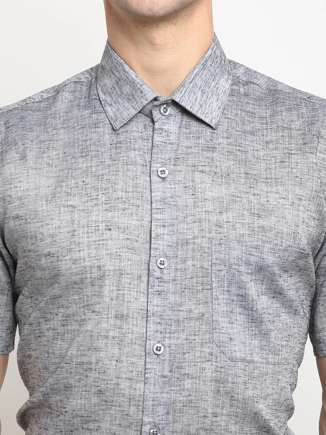 Grey Solid Cotton Mens Shirt | Half Sleeve Formal Shirts