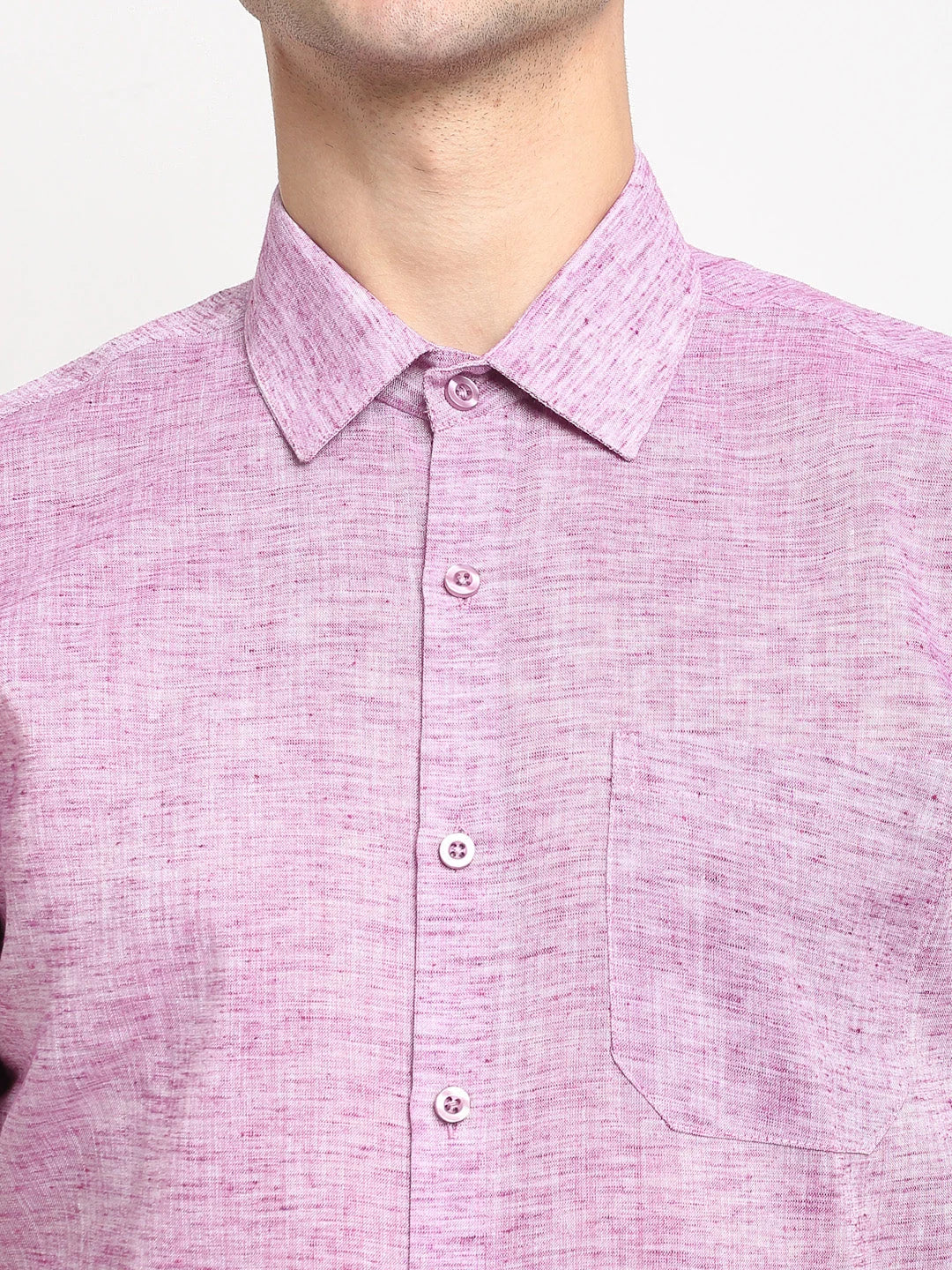 Indian Needle Purple Cotton Mens Shirt - Half Sleeve Formal Shirt