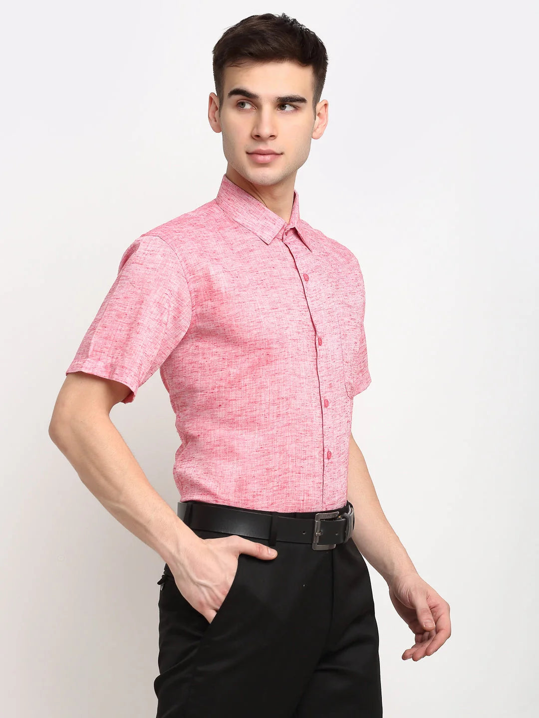 Indian Needle Red Cotton Mens Shirt - Half Sleeve Formal Shirt